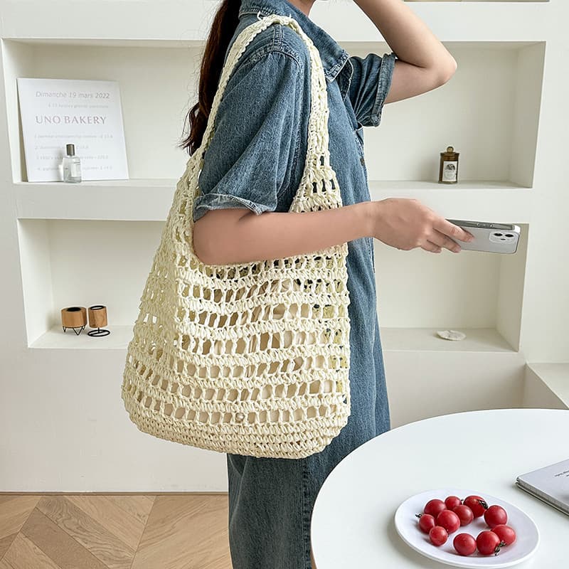 Summer openwork straw bag French large capacity